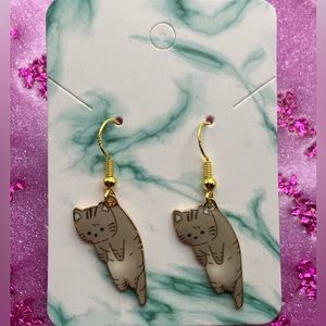 3 for $12 - Brown Dangling Cat Earrings